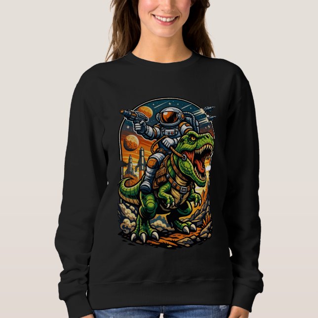Sweatshirt Astronaut Riding a T-Rex – Epic Space Dinosaur (Devant)