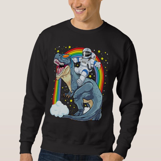 Sweatshirt Astronaut Riding Dinosaur Rex Astro Space Dino Pre (Devant)