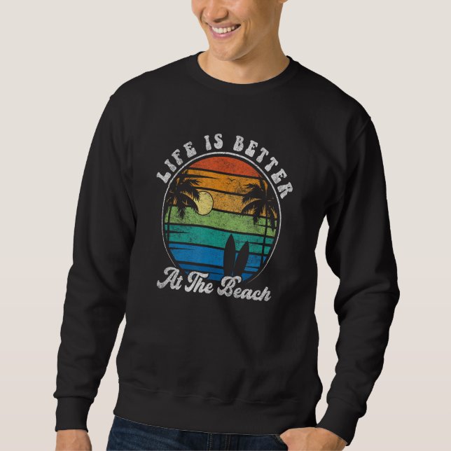 Sweatshirt At The Beach 70s RetroS urfboard Surf Surfing (Devant)