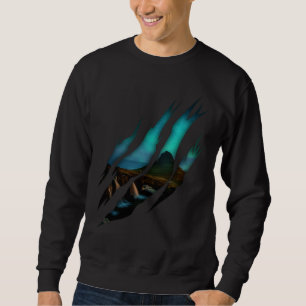 Sweatshirt Aurora Borealis Torn Nuit Alaska