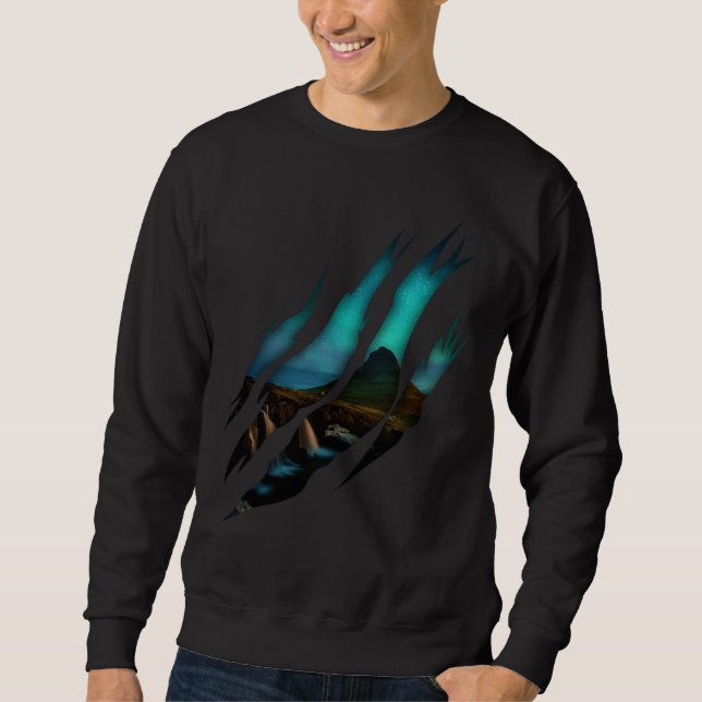 Sweatshirt Aurora Borealis Torn Nuit Alaska (Devant)