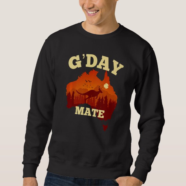 Sweatshirt Australia G'Day Mate  Australian Flag Aussie Map (Devant)