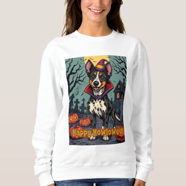 Sweatshirt Australian Cattle Dog Happy Howloween (Devant)
