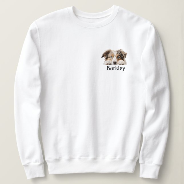 Sweatshirt Australian Shepherd Peeking Personnalisé (Design devant)