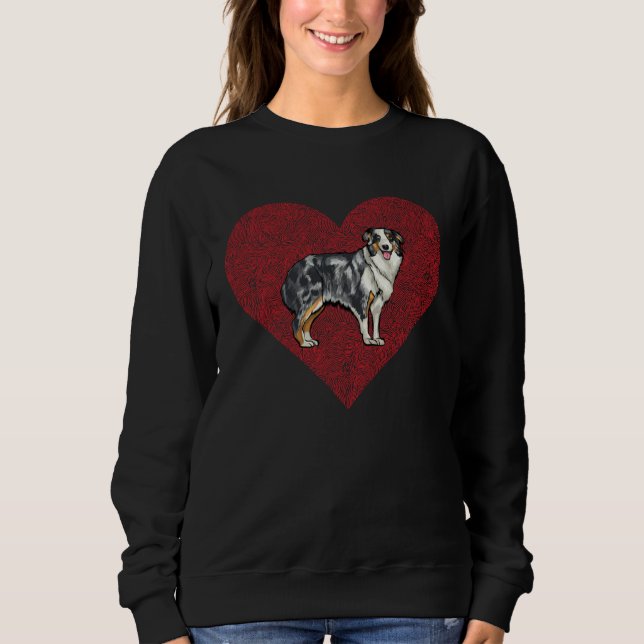 Sweatshirt Australian Shepherd Valentines Day Dog Love Finger (Devant)