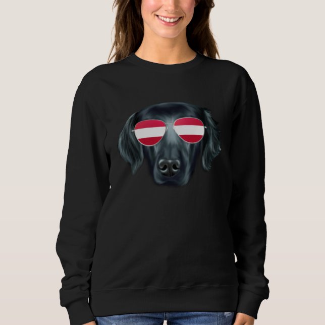 Sweatshirt Austrian Flag Flat Coated Retriever Dog Austria Po (Devant)