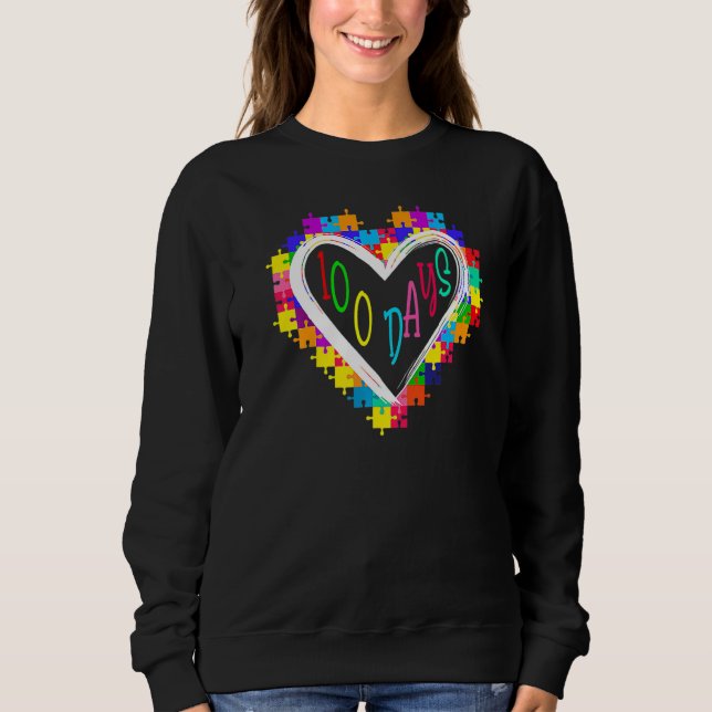 Sweatshirt Autism Awareness 100 Days Heart 100th Day Of Schoo (Devant)