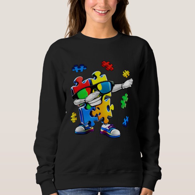 Sweatshirt Autism Awareness Dabbing Puzzle Piece Kids And Gir (Devant)
