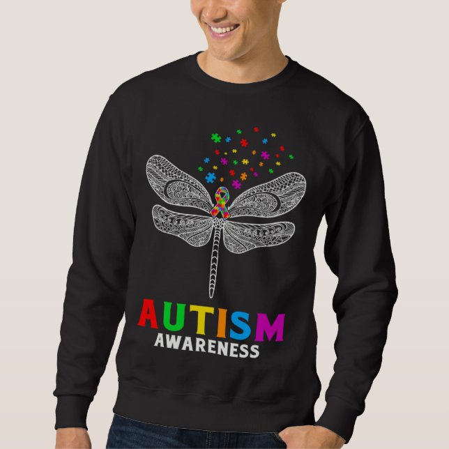 Sweatshirt Autism Awareness Dragonfly Puzzle Pieces Support A (Devant)