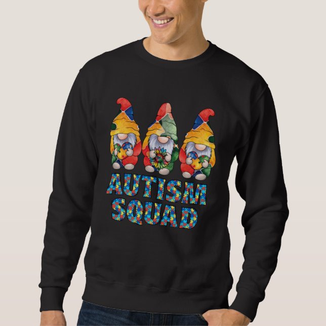 Sweatshirt Autism Awareness Gnomes Puzzle Autism Squad Be Kin (Devant)