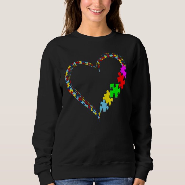 Sweatshirt Autism Awareness Love Heart Puzzle Piece Valentine (Devant)