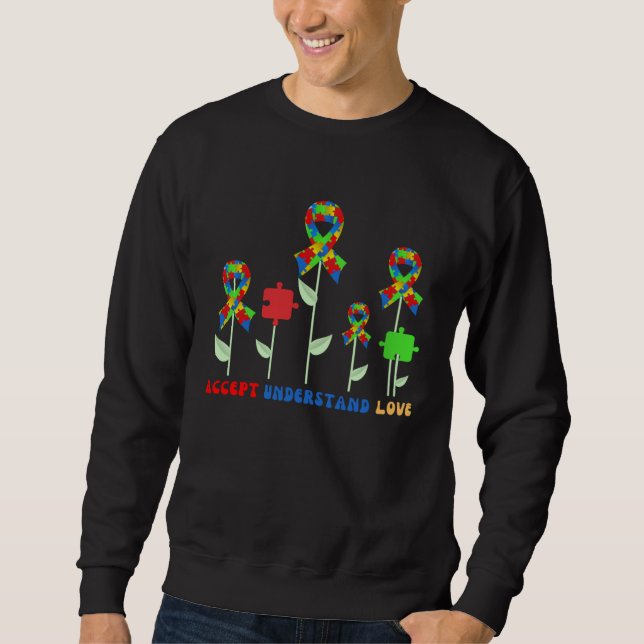 Sweatshirt Autism Flower Accept Understand Love ASD Autism Aw (Devant)
