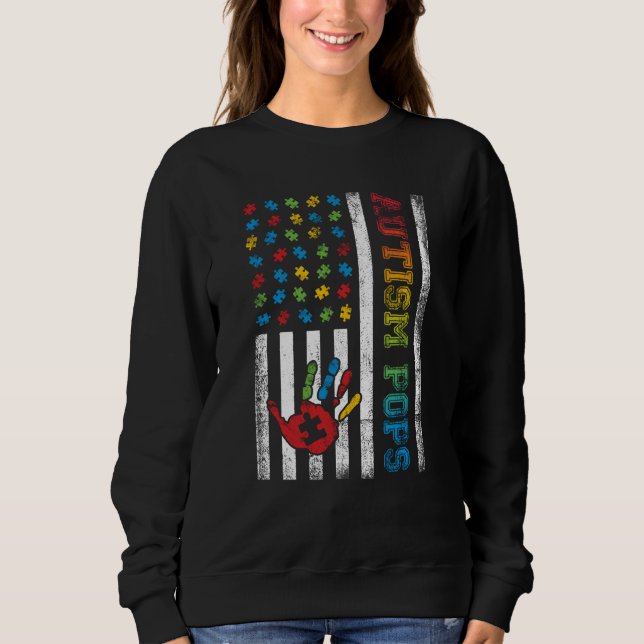 Sweatshirt Autism Pops American Flag Autism Awareness (Devant)