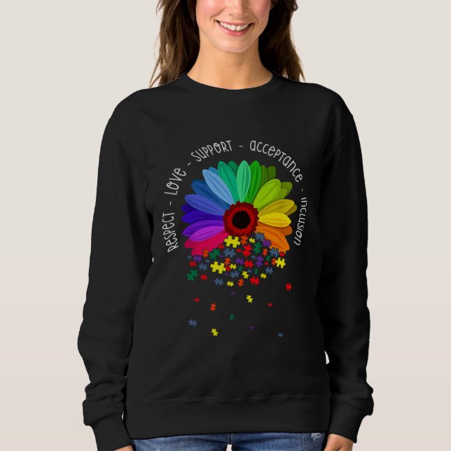 Sweatshirt Autism Sunflower Respect Love Support Autism Aware (Devant)