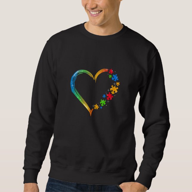 Sweatshirt Autisme amour du coeur Autistique Sensibilisation  (Devant)