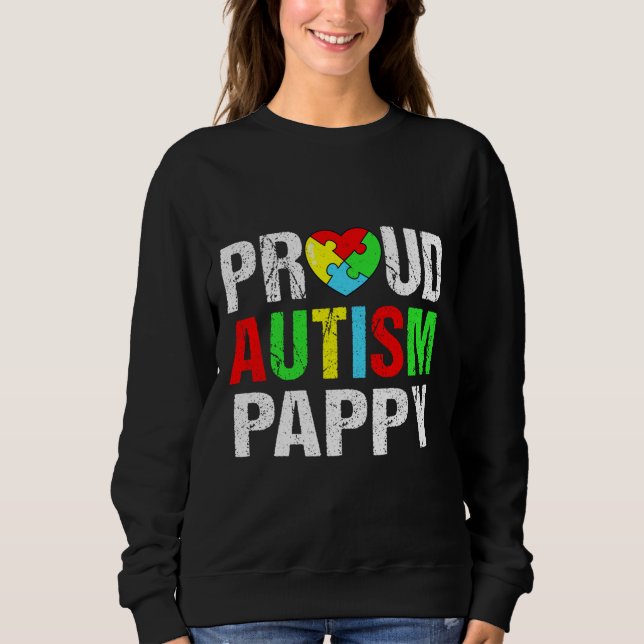 Sweatshirt Autisme fière et déprimée Famille de coeur appy Ma (Devant)