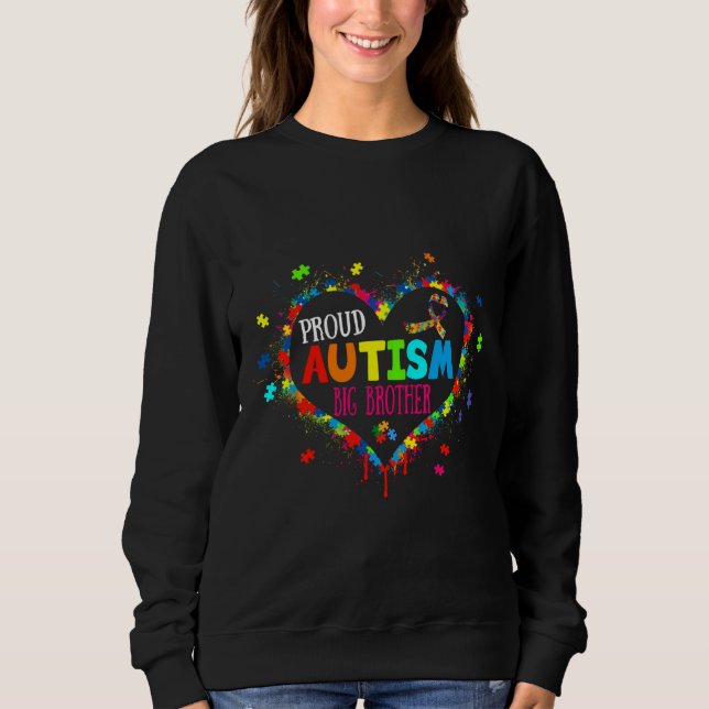 Sweatshirt Autisme joyeux Big Brother Puzzle Autisme (Devant)