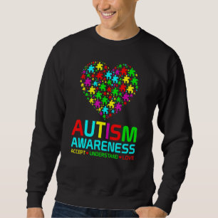 Sweatshirt Autisme Puzzle Amour du coeur Accepter Comprendre