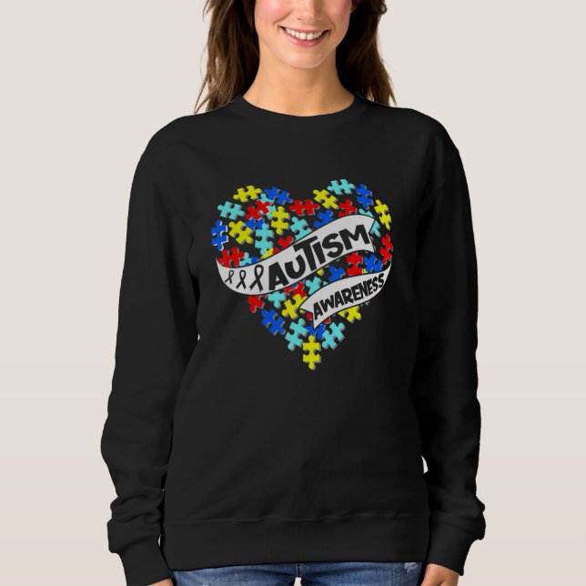 Sweatshirt Autisme Puzzle Amour du coeur Accepter Comprendre  (Devant)