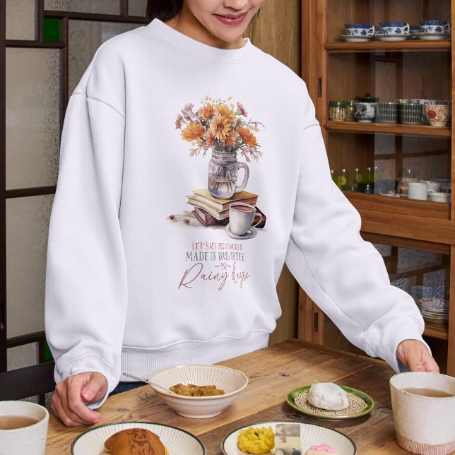 Sweatshirt Automne avec jours pluvieux, Livres et Café, Autom (Créateur téléchargé)