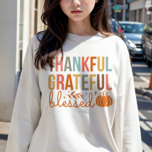 SWEATSHIRT AUTOMNE THÈME MERCI GRATEFUL BÉNÉFICIÉ CITROUILLE