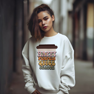 SWEATSHIRT AUTOMNE THÈME RÉTRO HEUREUX CITROUILLE SPICE SAISO
