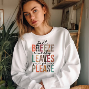 SWEATSHIRT AUTOMNE TOMBER BREEZE CRUNCHY FEUILLES CITROUILLES