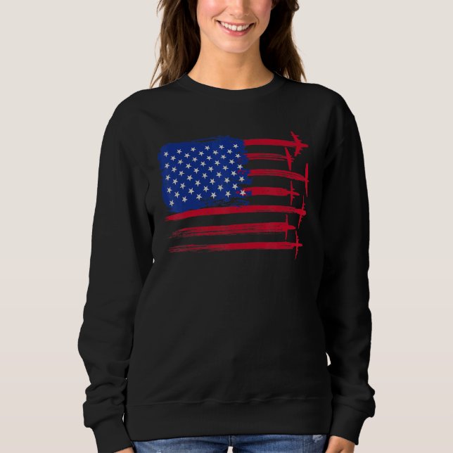 Sweatshirt Avion américain Drapeau 4 juillet (Devant)
