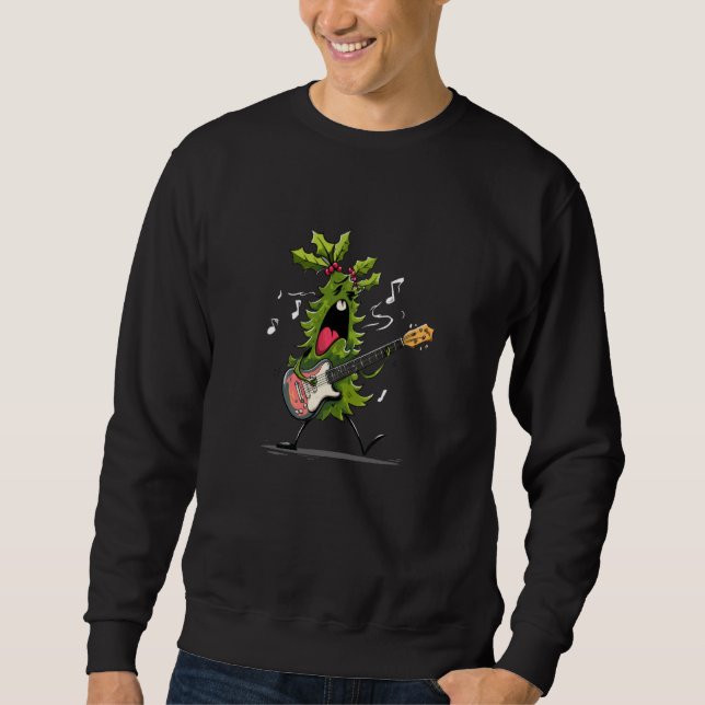 Sweatshirt Awesome Mistletoe Graphic for Rocking Guitar Lover (Devant)