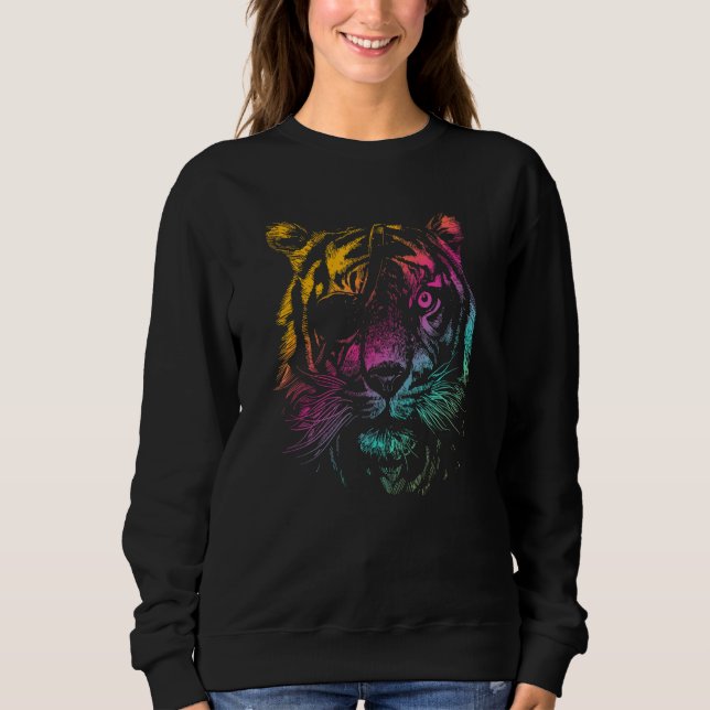 Sweatshirt Awesome realistic hand drawn TIGER WITH EYEPATCH (Devant)