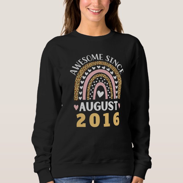 Sweatshirt Awesome Since August 2016  For Women & Men Rainbow (Devant)