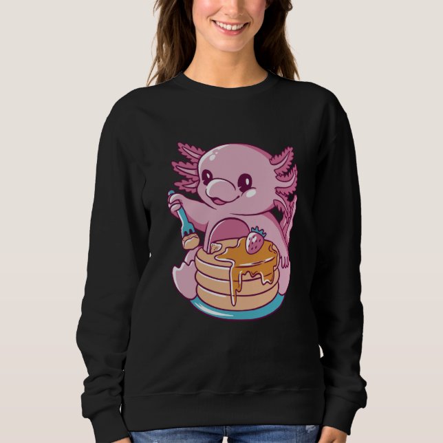 Sweatshirt Axolotl Eating Pancakes Cute (Devant)