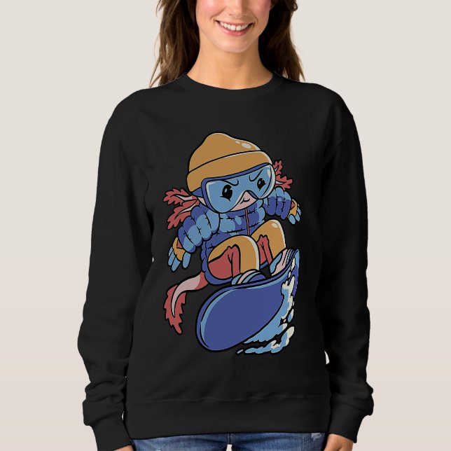 Sweatshirt Axolotl Snowboarding Cute Snowboard Axolotl For Ki (Devant)