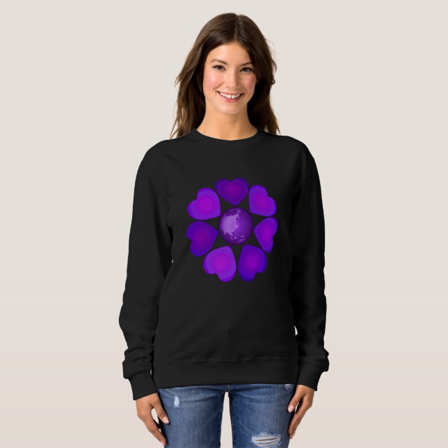 Sweatshirt B&W Purple Hearts Beating (Devant entier)