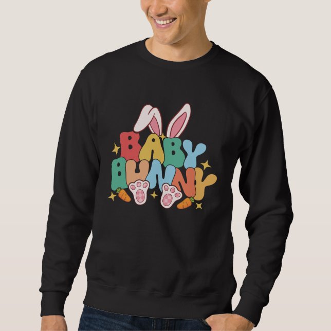 Sweatshirt Baby Bunny Ears Pink Buffalo Plaid For Easter Day  (Devant)