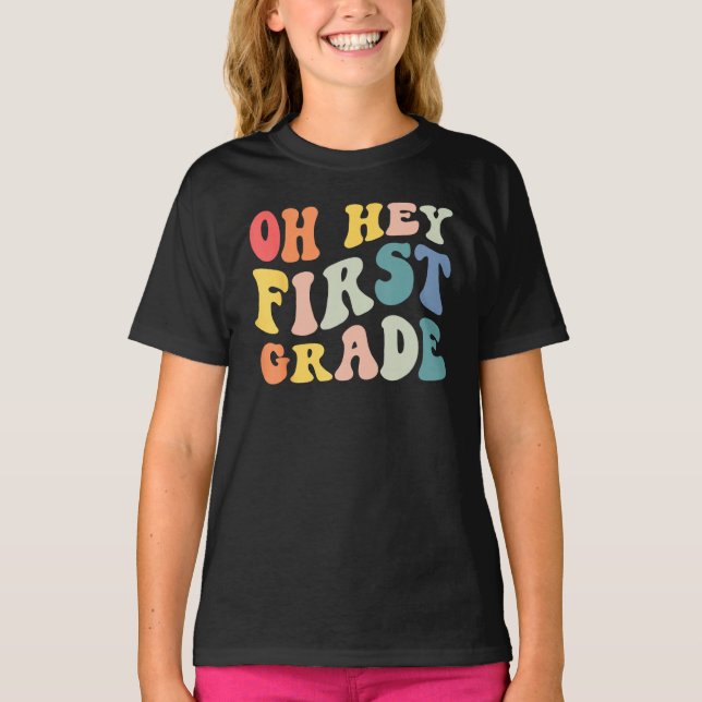 Sweatshirt Back to School 1st Grade Grade Groovy Teacher Kids (Devant)
