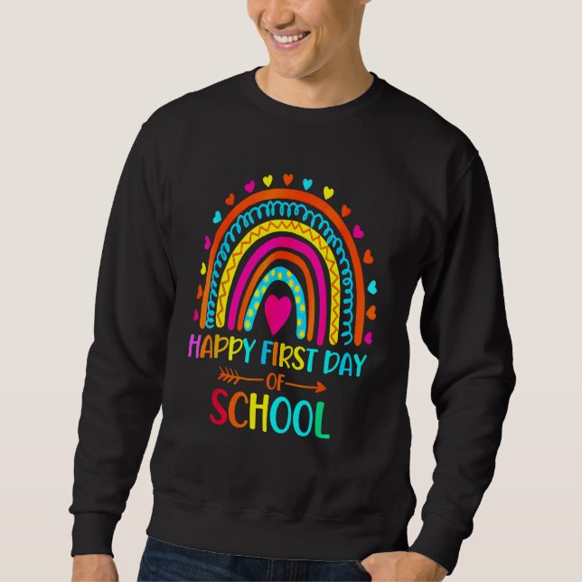 Sweatshirt Back To School Funny Happy First Day Of School For (Devant)