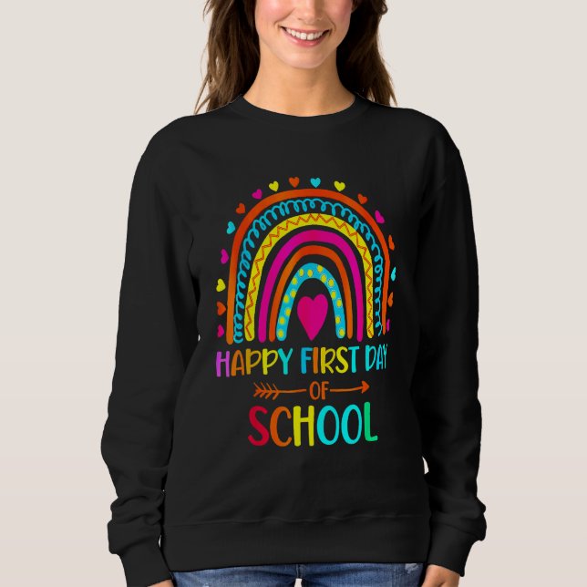 Sweatshirt Back To School Funny Happy First Day Of School For (Devant)
