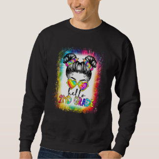 Sweatshirt Back To School Hello 2nd Second Grade Messy Bun Ti