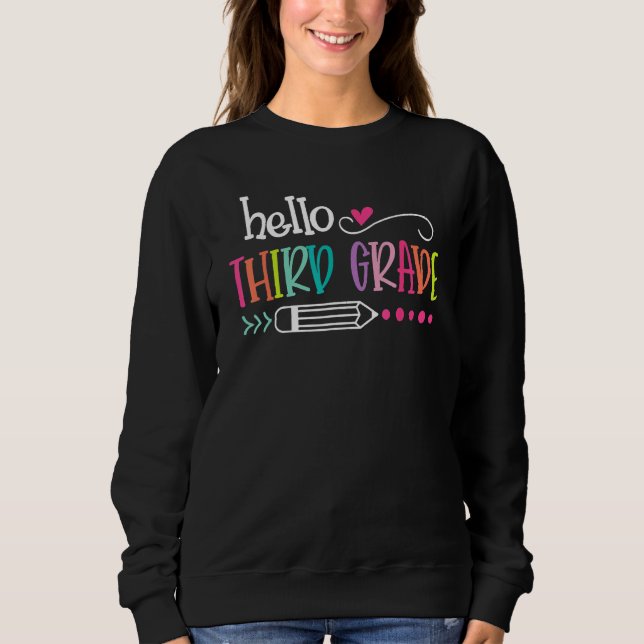Sweatshirt Back To School Hello Third 3rd Grade For Kids Boy  (Devant)