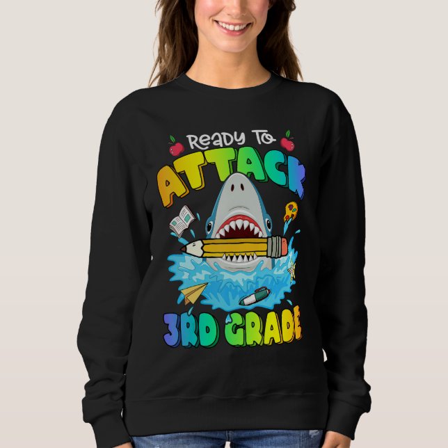 Sweatshirt Back To School Ready To Attack 3rd Grade Shark Boy (Devant)