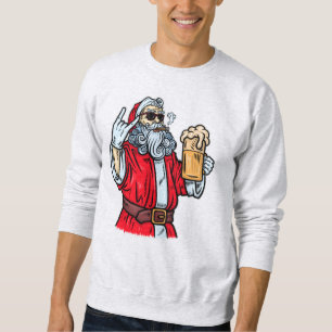 Sweatshirt Bad Père Noël, Rock, Bière et Cigar