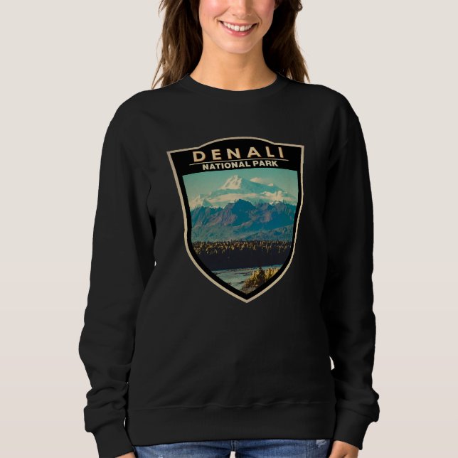 Sweatshirt Badge d'aquarelle du parc national de Denali (Devant)