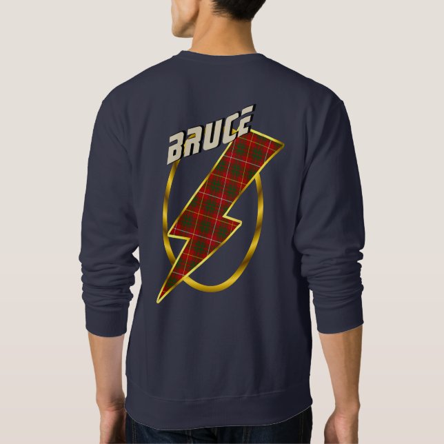 Sweatshirt Badge du clan Bruce et boulon d'éclairage Tartan (Dos)
