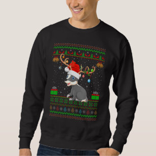 Sweatshirt Badger Animal Santa Hat Correspondant Vilain Badge
