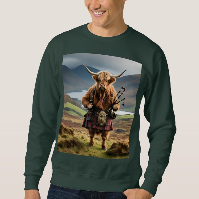 Sweatshirt Bagpiper de vache écossaise Highland (Devant)