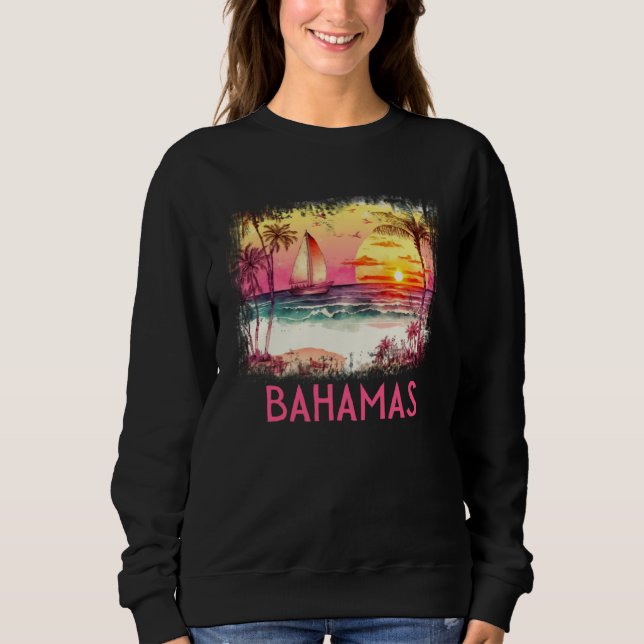 Sweatshirt Bahamas Palm Tree Beach Vacation Summer and Surf (Devant)