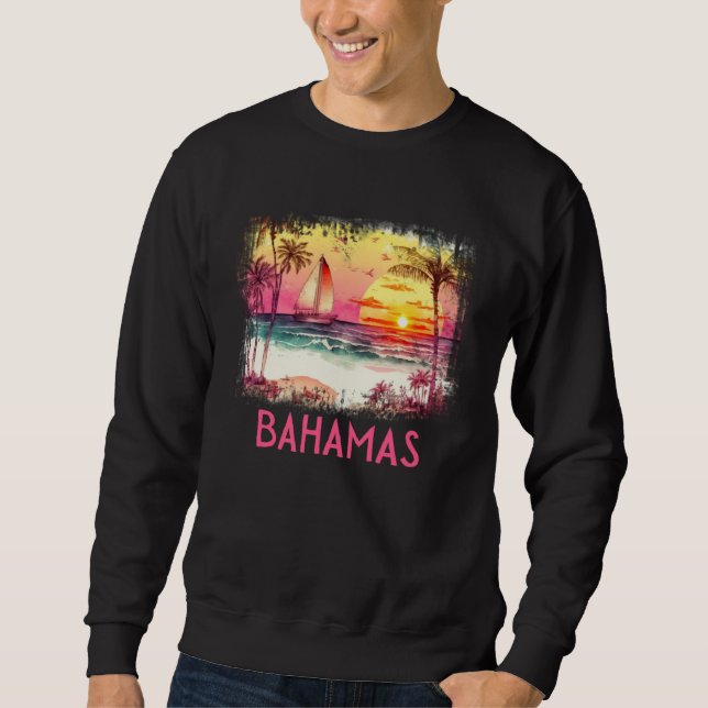 Sweatshirt Bahamas Palm Tree Beach Vacation Summer and Surf (Devant)