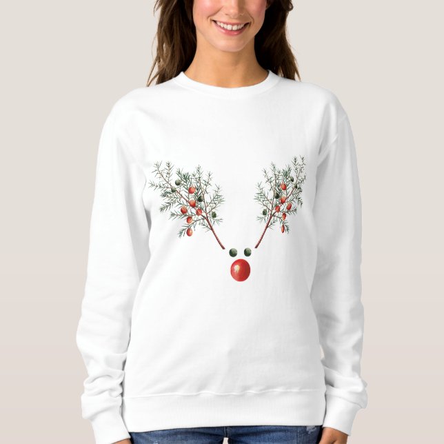 Sweatshirt Baies de pin à nez rouge Noël (Devant)
