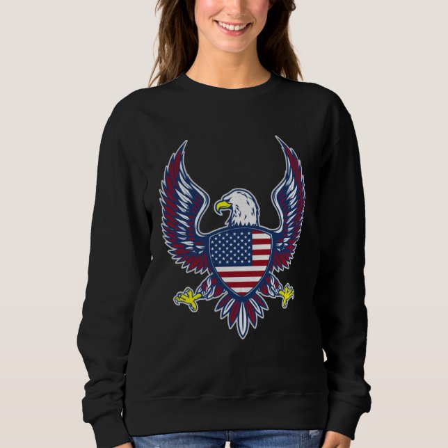Sweatshirt Bald Eagle 4th of July Christmas American Flag Cou (Devant)